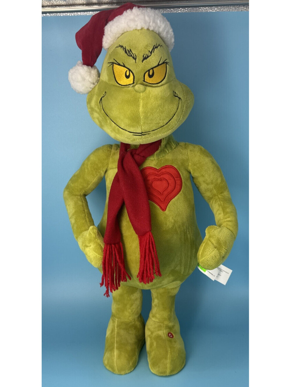 Dr. Seuss The Grinch Plush Christmas Greeter w/Beating Heart 22" By Gemmy 2024